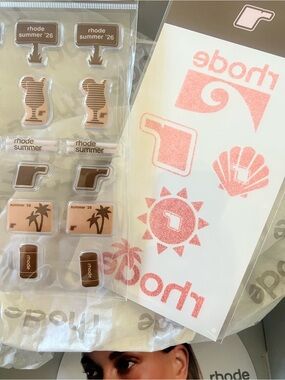 rhode summer temporary tattoos and brown puffy sticker pack